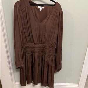 Nine West Brown Long Sleeve Dress